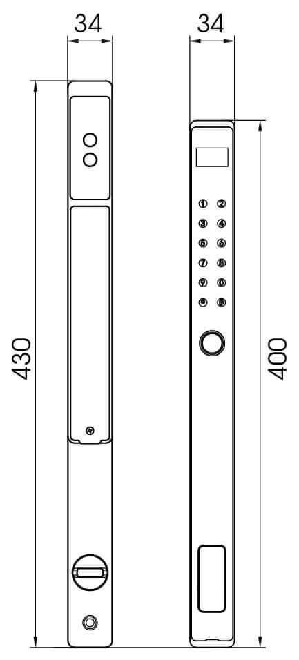 kích thước khóa cửa Demax SL808 CG 