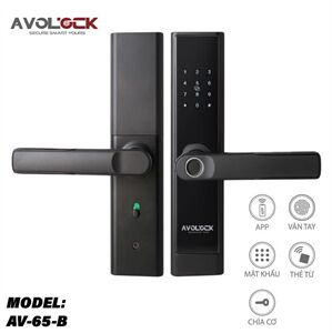 Khoá cửa gỗ vân tay Avolock AV 65 Black App wifi