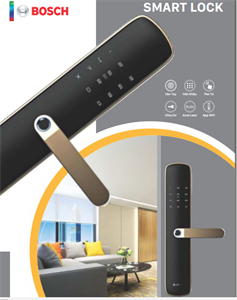 Khóa cửa vân tay Bosch ID60 DE màu vàng đen của tiêu chuẩn Đức