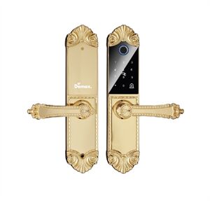 Khóa cửa vân tay tân cổ điển Demax EL280 Brass App Wifi mạ vàng 24k - Của tiêu chuẩn Đức