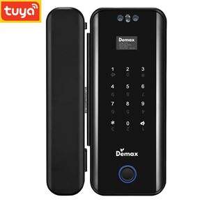 Khóa vân tay cửa kính Demax EL900G BL App Wifi, Face ID 3D của tiêu chuẩn Đức