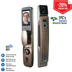 Khóa cửa thông minh Face ID Faster FS008FD3D-BS chính hãng