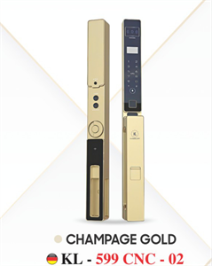 Khoá vân tay cửa nhôm KL-599 CNC 02 Champage Gold App, Face ID