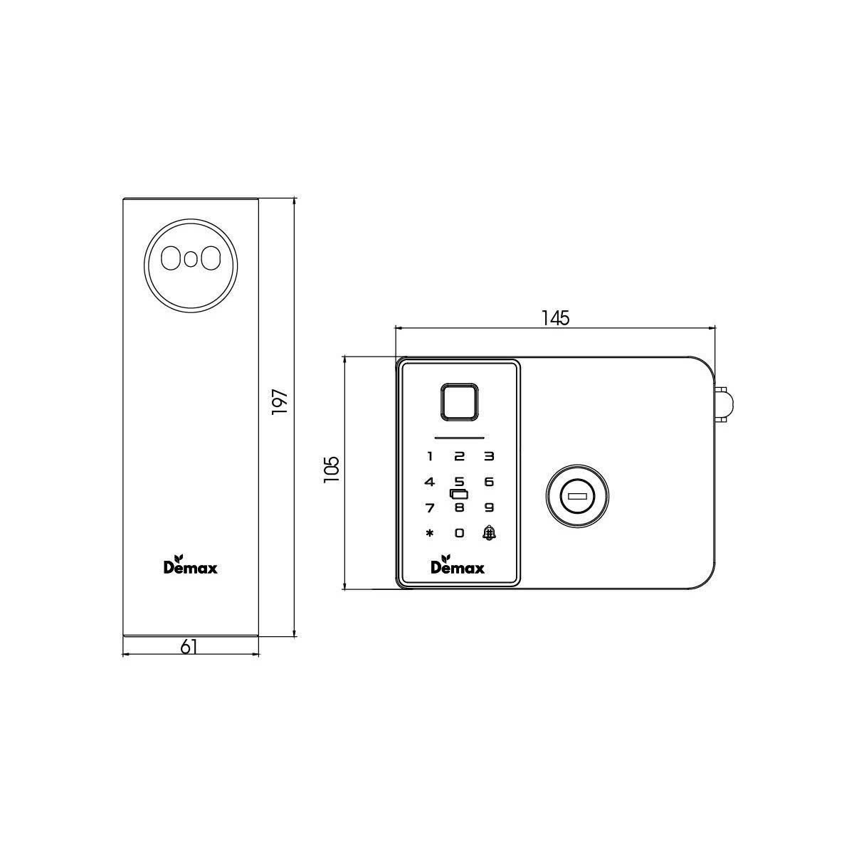 kích thước khóa cửa Demax EL-C908 GB CNC