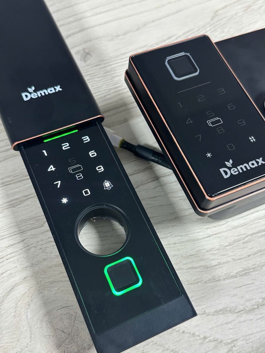 Khoá cửa cổng sắt Demax EL-C908 AC chống nước, Face ID, Remote App wifi - tiêu chuẩn Đức