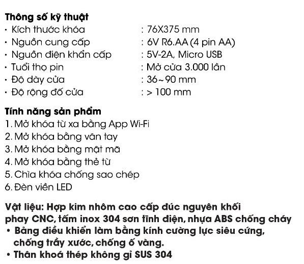 thông số kỹ thuật