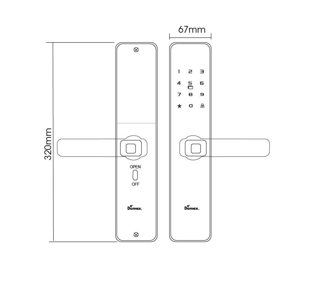 Kích thước khóa SL-C320 