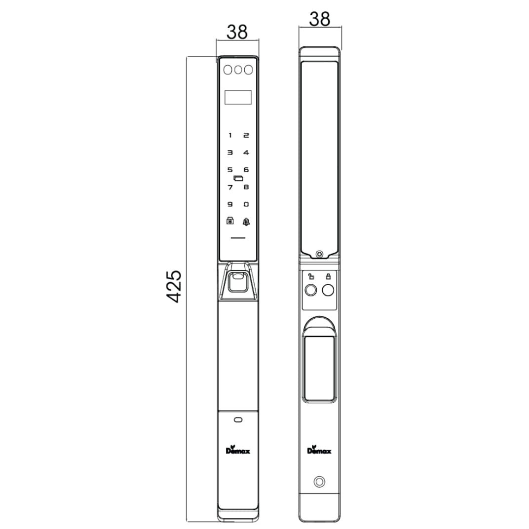 Khóa vân tay cửa nhôm Demax EL-MS909 MB