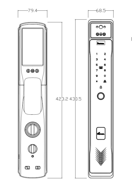 Kích thước khóa cửa Demax SL918 BS Grey