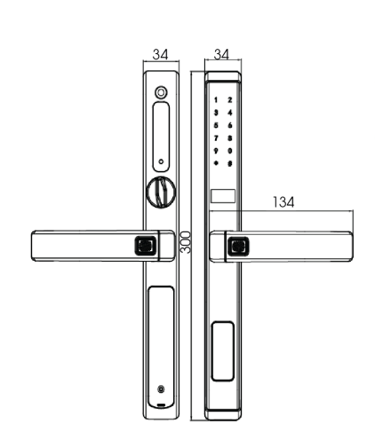 Kích thước khóa cửa vân tay demax SL588 CG