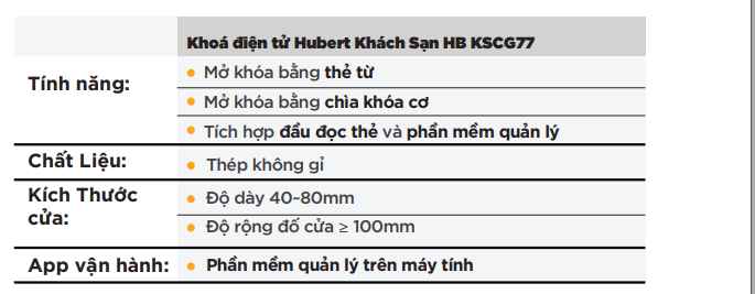 tính năng khóa thẻ từ Hubert HB KSCG77 Black