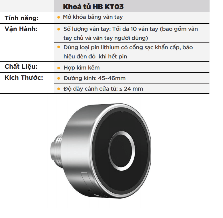 Khoá vân tay tủ đồ Hubert HB KT03