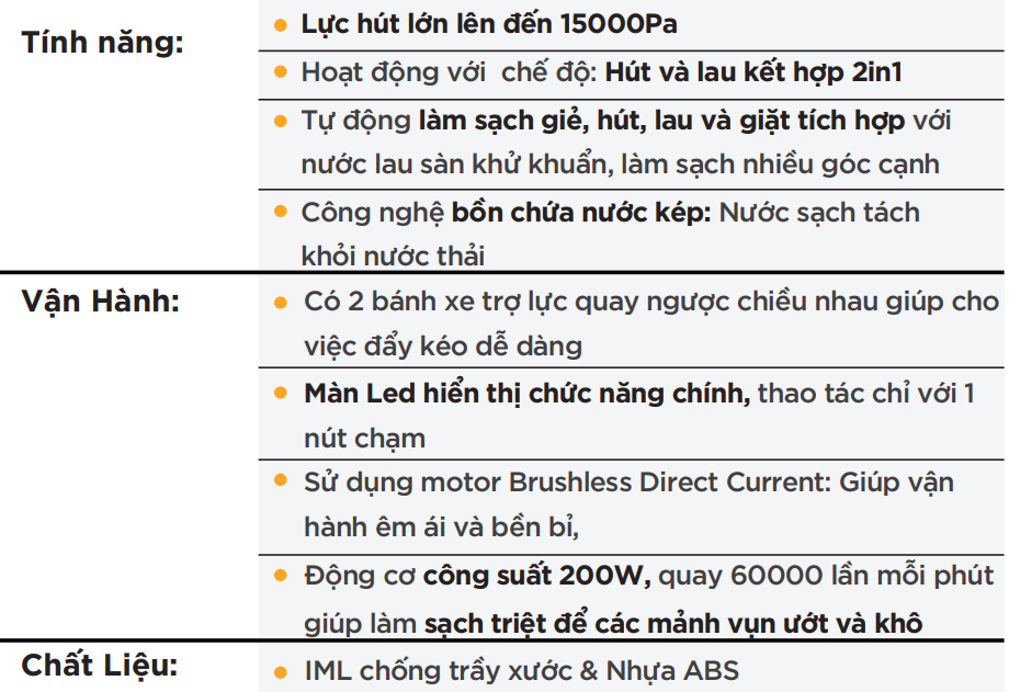 thông số Cây Lau Nhà Hút Bụi Cầm Tay Hubert HB T77