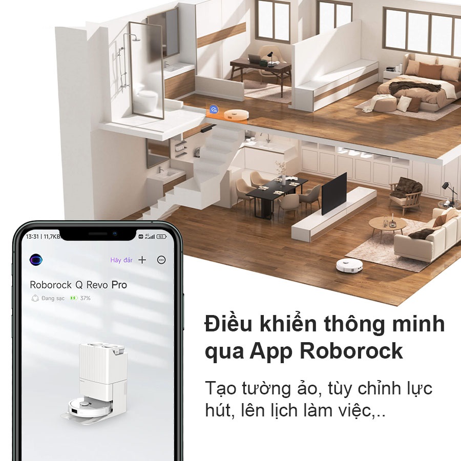 Kết nối app Roborock điều khiển tiện lợi