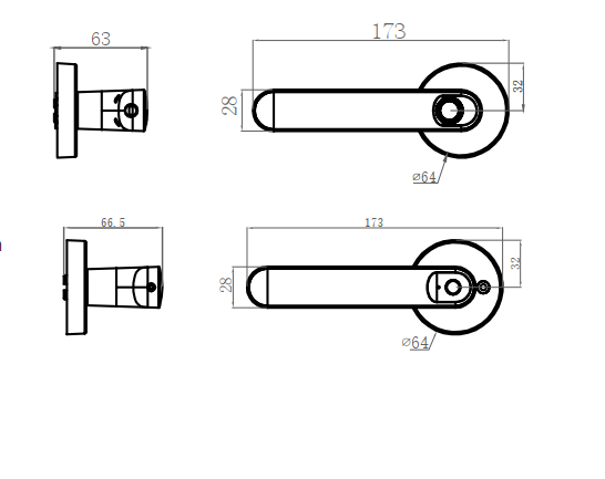 Kích thước khoá avolock AT-105-G