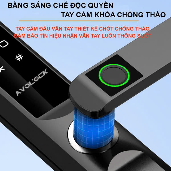 Tay nắm vân tay có chốt chống tháo lắp