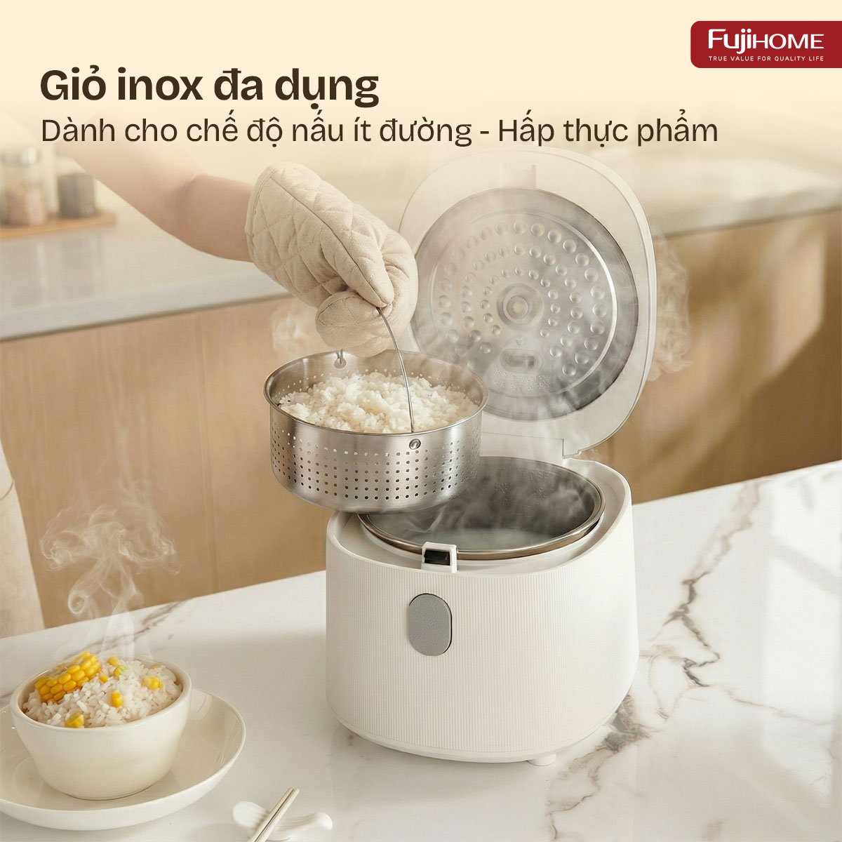 Nồi cơm điện Fujihome Inox LowSugar RC10BLS