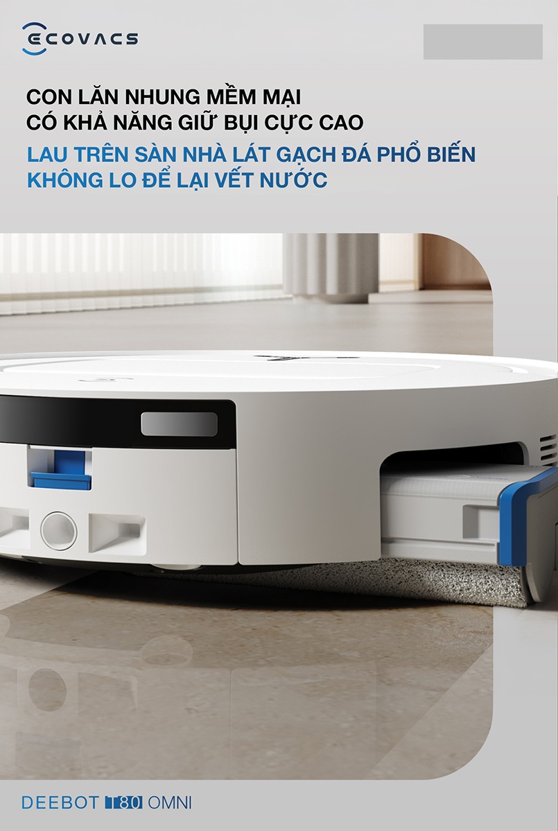 Con lăn nhung của T80 Omni mềm mại có khả giữ bụi cực cao.