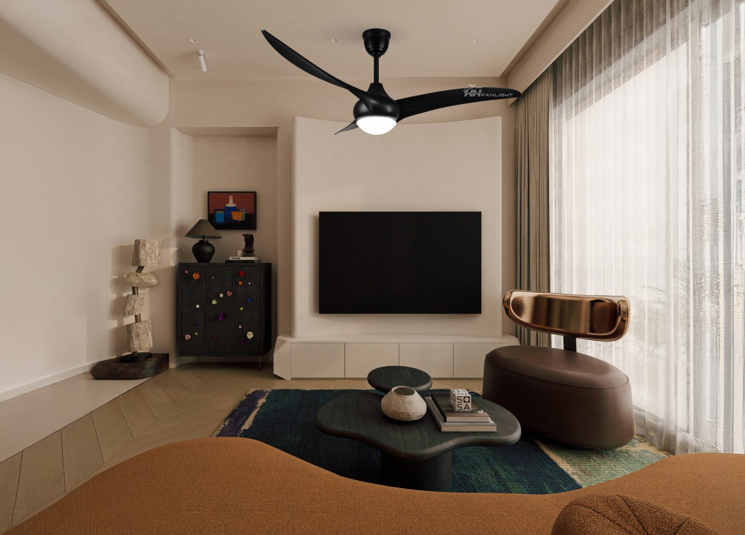 Quạt trần đèn 3 cánh cho phòng khách FL HD-304N