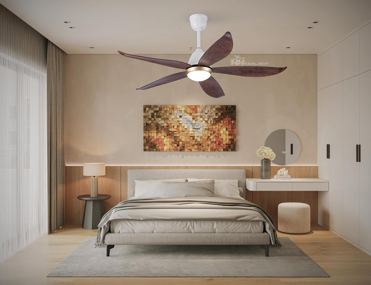 Quạt trần đèn trang trí phòng ngủ Fanlight FL HD-505N