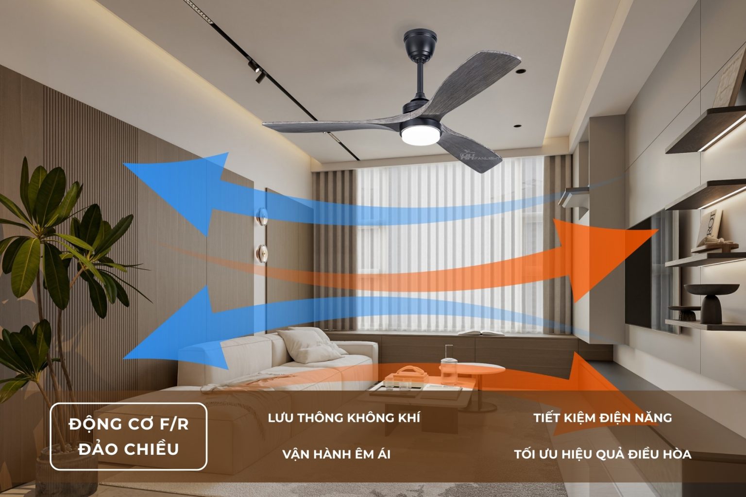 Lợi ích khi sử dụng quạt trần động cơ đảo chiều