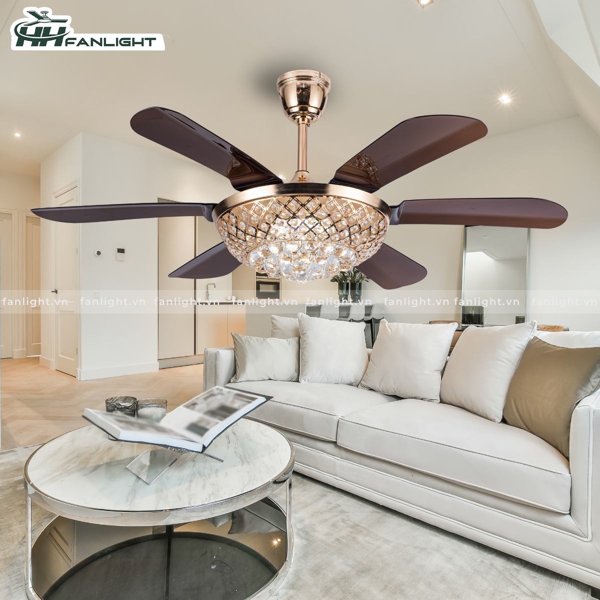 Quạt trần cổ điển trang trí phòng khách FL HD-600