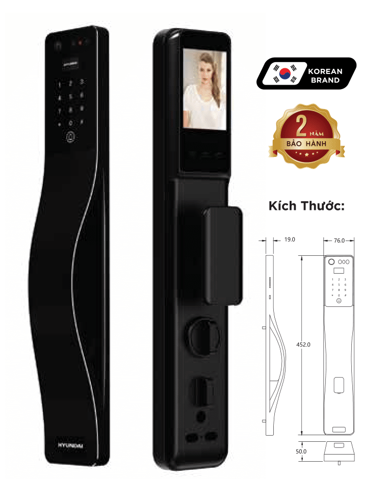 màu sắc khoá cửa huyndai HY-SLA807F Black