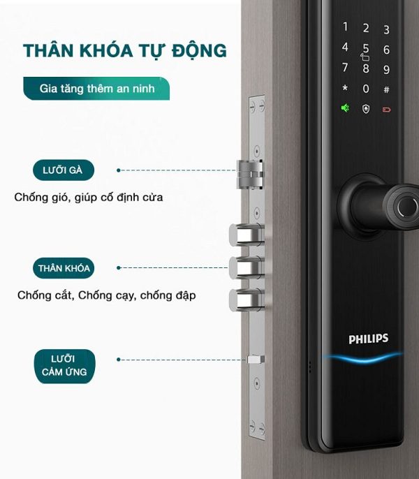 khóa cửa vân tay Philips 7300 tính năng an toàn