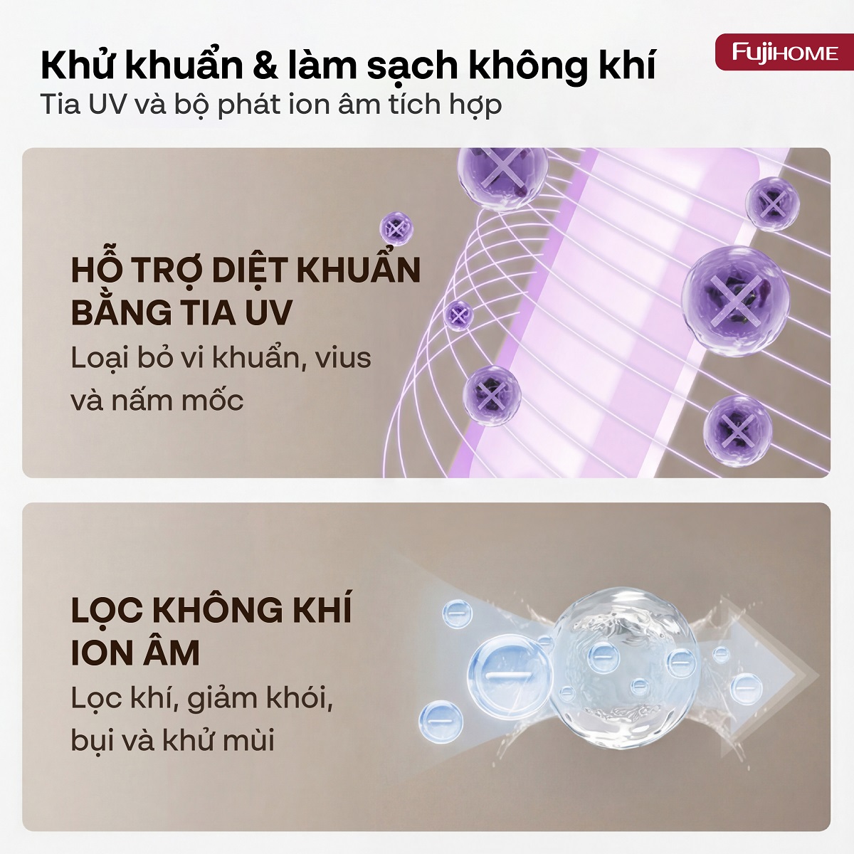 Quạt không cánh lọc không khí HEPA, ra lệnh giọng nói Fujihome LUXURY BF15-HEPA-VOICE