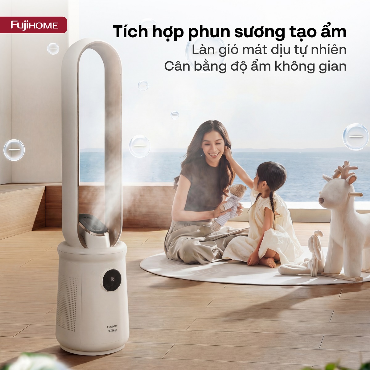 Quạt không cánh lọc không khí HEPA, ra lệnh giọng nói Fujihome LUXURY BF15-HEPA-VOICE