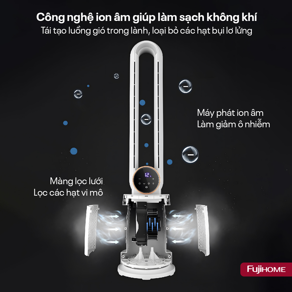 Quạt Không Cánh Tích Hợp Lọc Không Khí Fujihome BF-03R