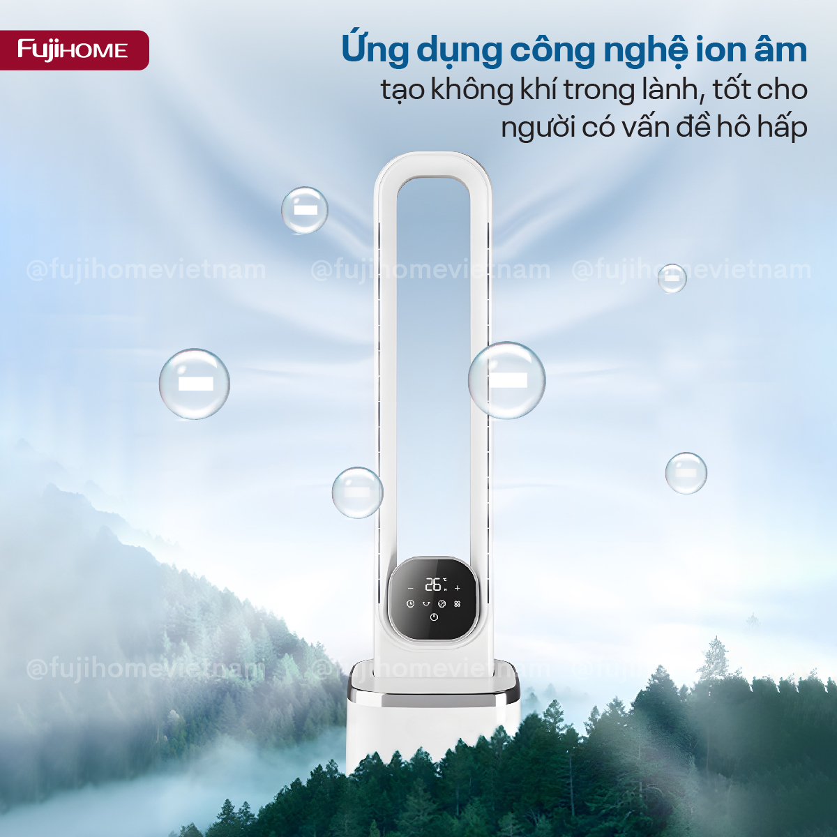 Quạt không cánh lọc không khí HEPA và Ion Fujihome BF-05R-HEPA
