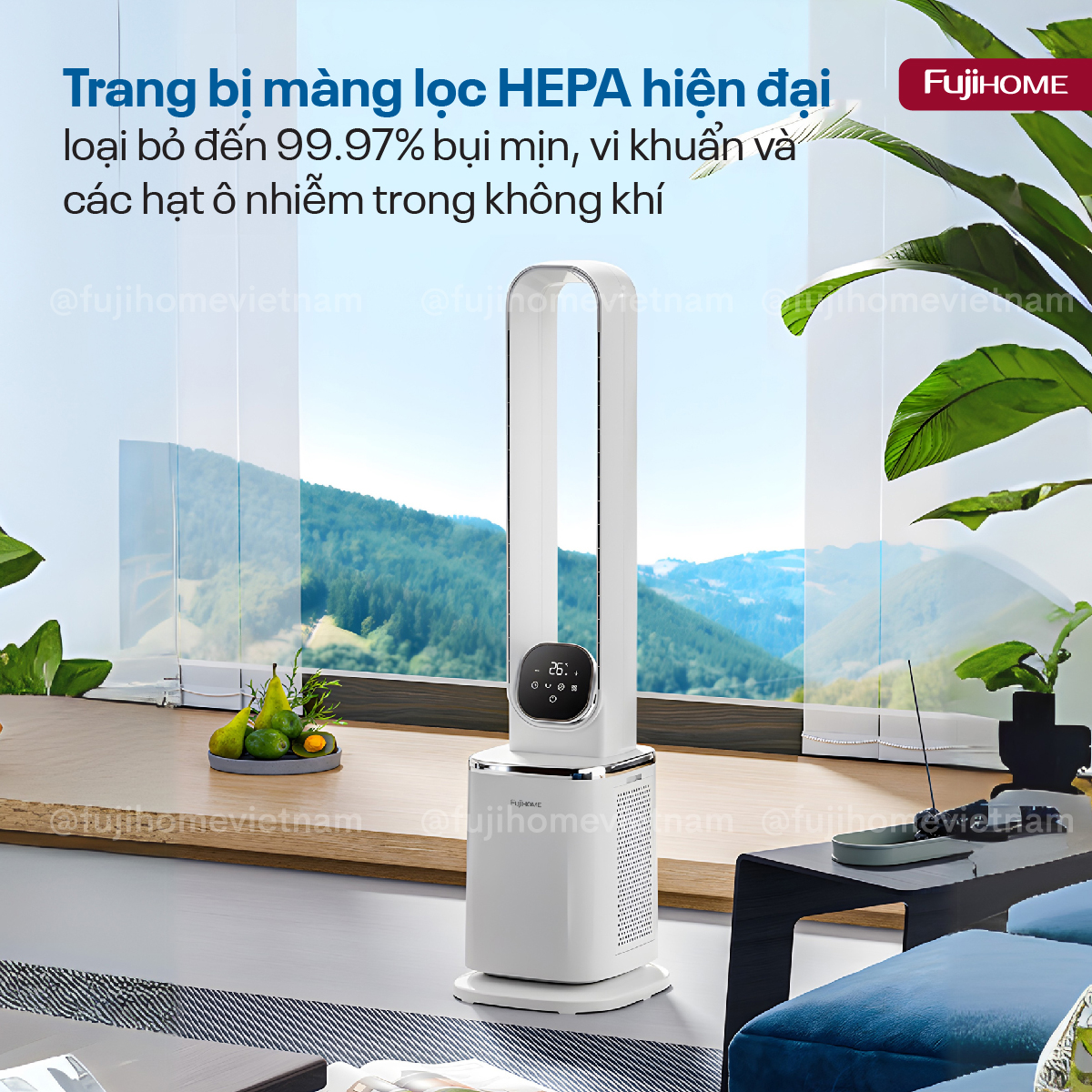 Quạt không cánh lọc không khí HEPA và Ion Fujihome BF-05R-HEPA