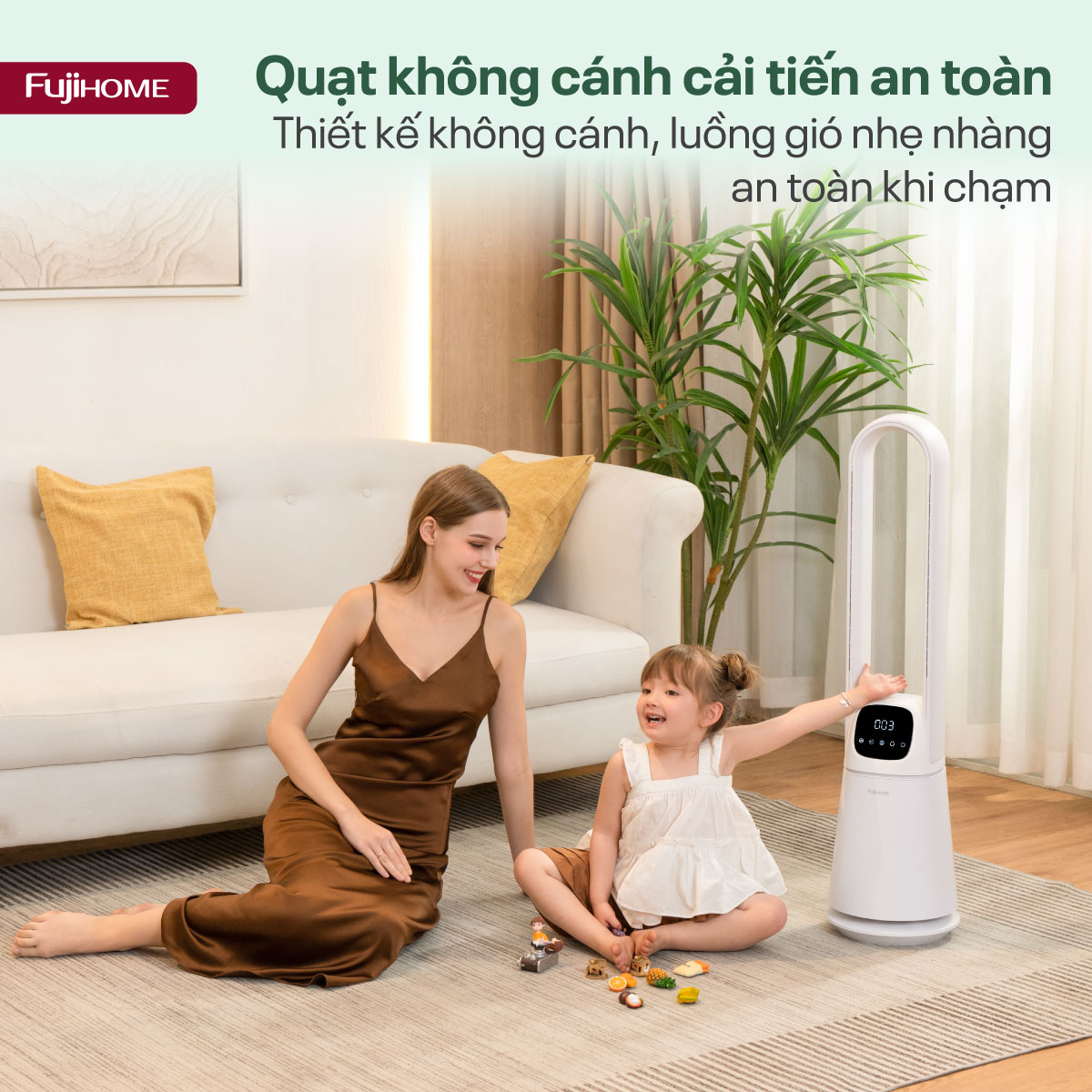 Quạt không cánh lọc không khí HEPA, khử khuẩn Anion + UV kết nối WIFI Fujihome BF22-HEPA