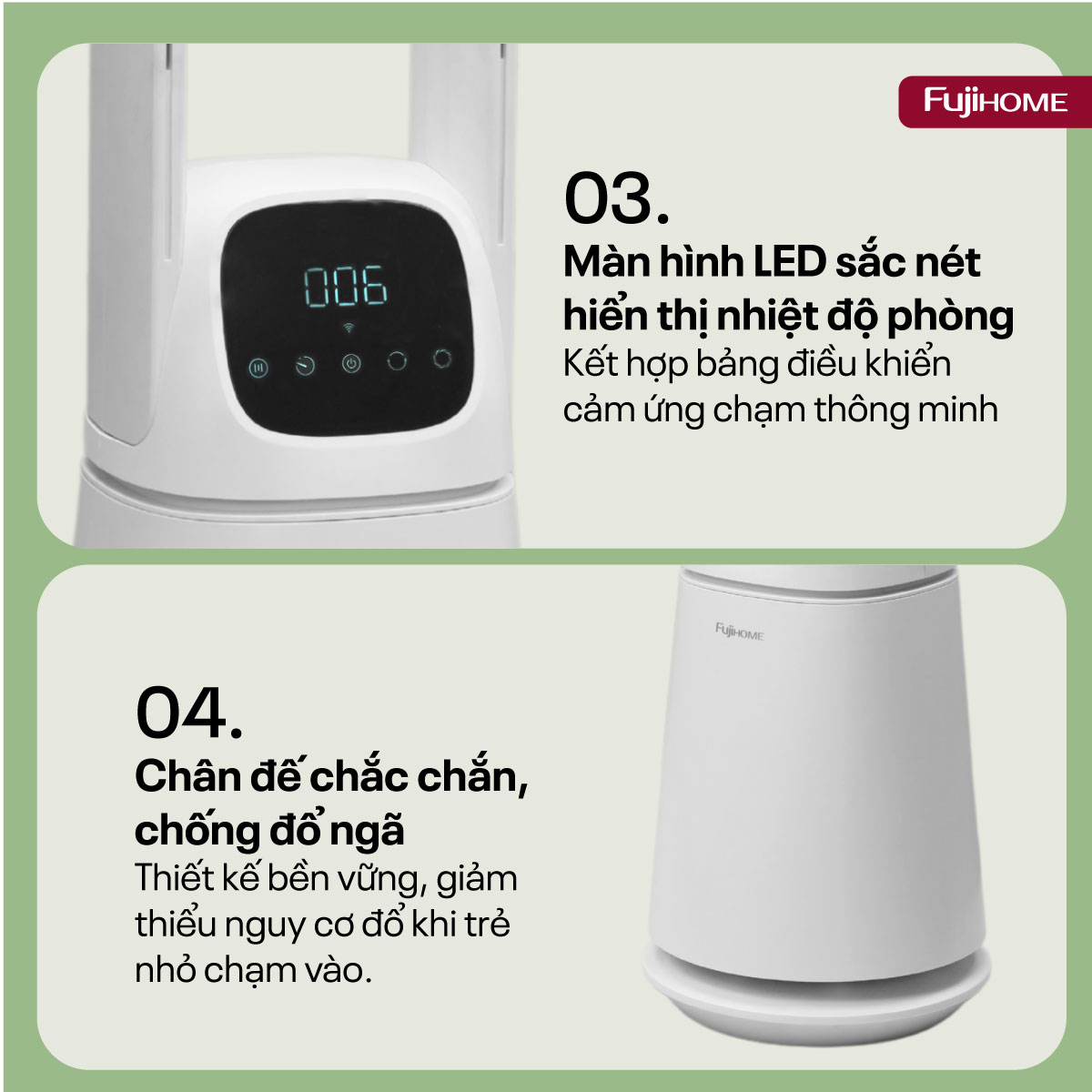 Quạt không cánh Fujihome BF065 khử khuẩn Anion + UV | Làm Mát An Toàn, Sống Khỏe