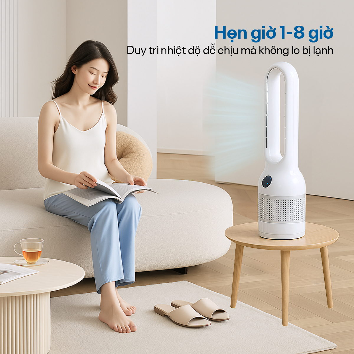 Quạt không cánh lọc không khí HEPA, khử khuẩn Anion + UV kết nối WIFI Fujihome BF22-HEPA