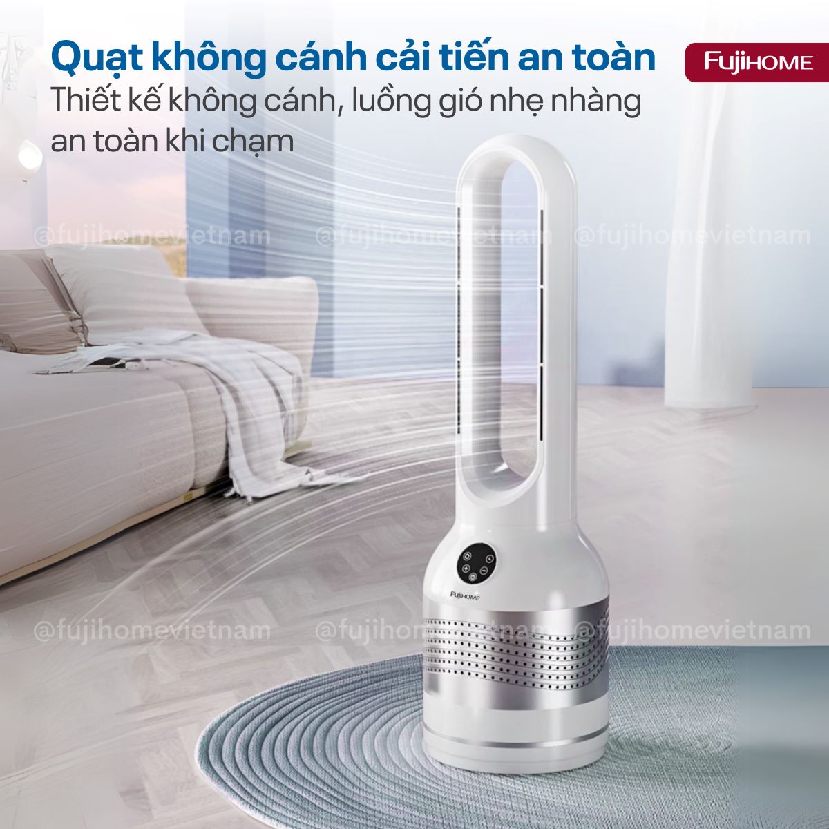 Quạt không cánh Fujihome BF22-HEPA lọc không khí ion khử khuẩn Anion + UV kết nối Wifi