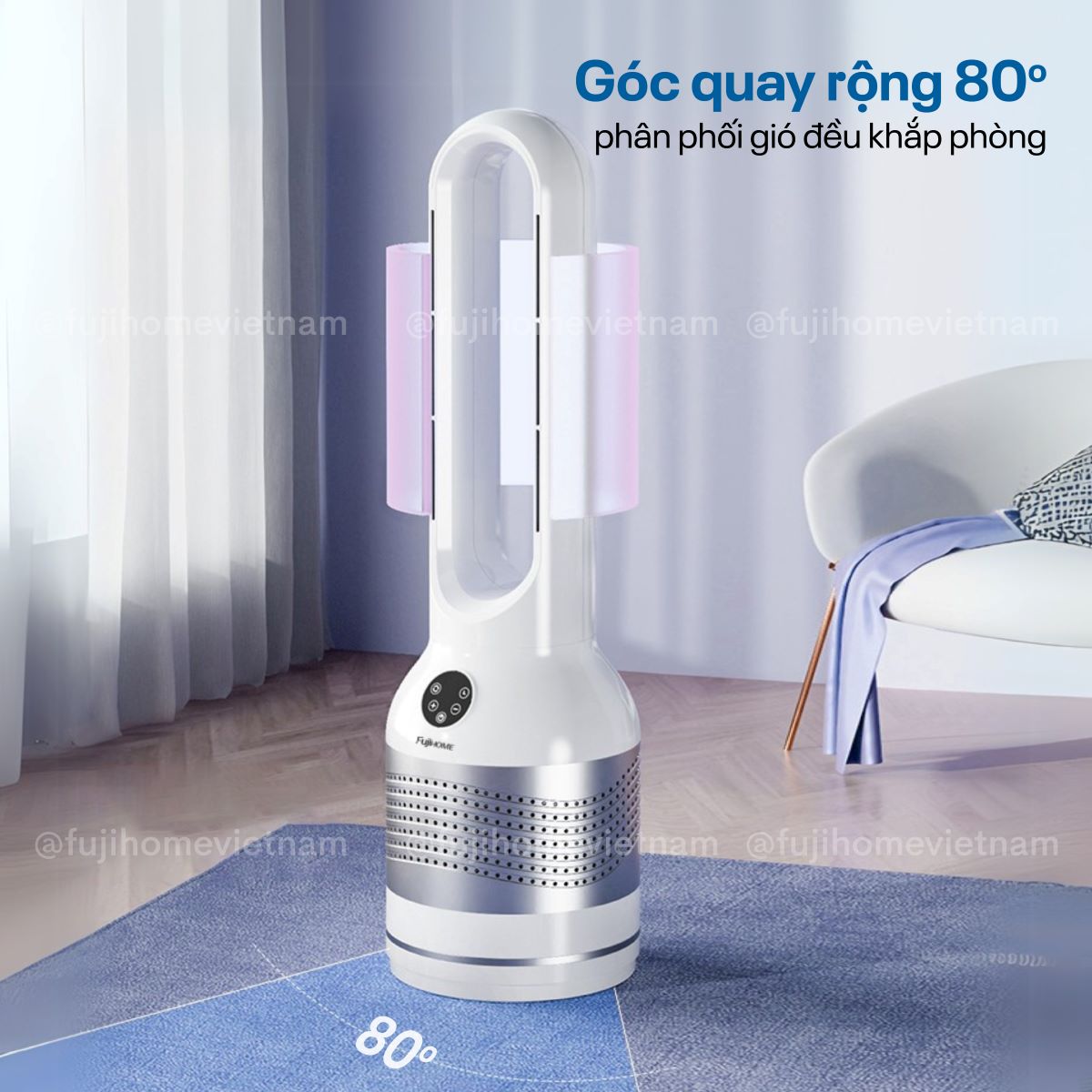 Quạt không cánh lọc không khí HEPA, khử khuẩn Anion + UV kết nối WIFI Fujihome BF22-HEPA