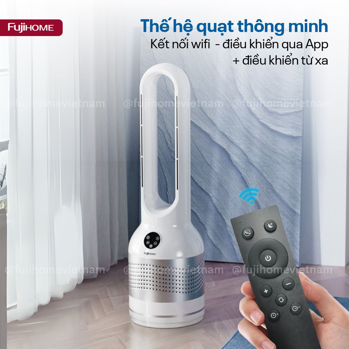 Quạt không cánh lọc không khí HEPA, khử khuẩn Anion + UV kết nối WIFI Fujihome BF22-HEPA