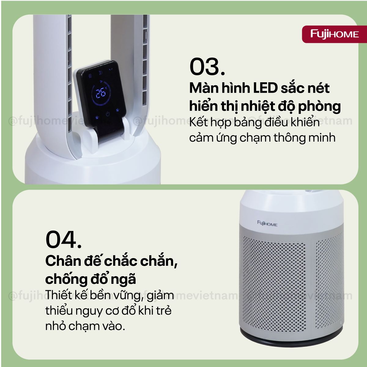 Quạt Không cánh lọc không khí Fujihome BF-308DC Remote | Làm Mát An Toàn, Sống Khỏe