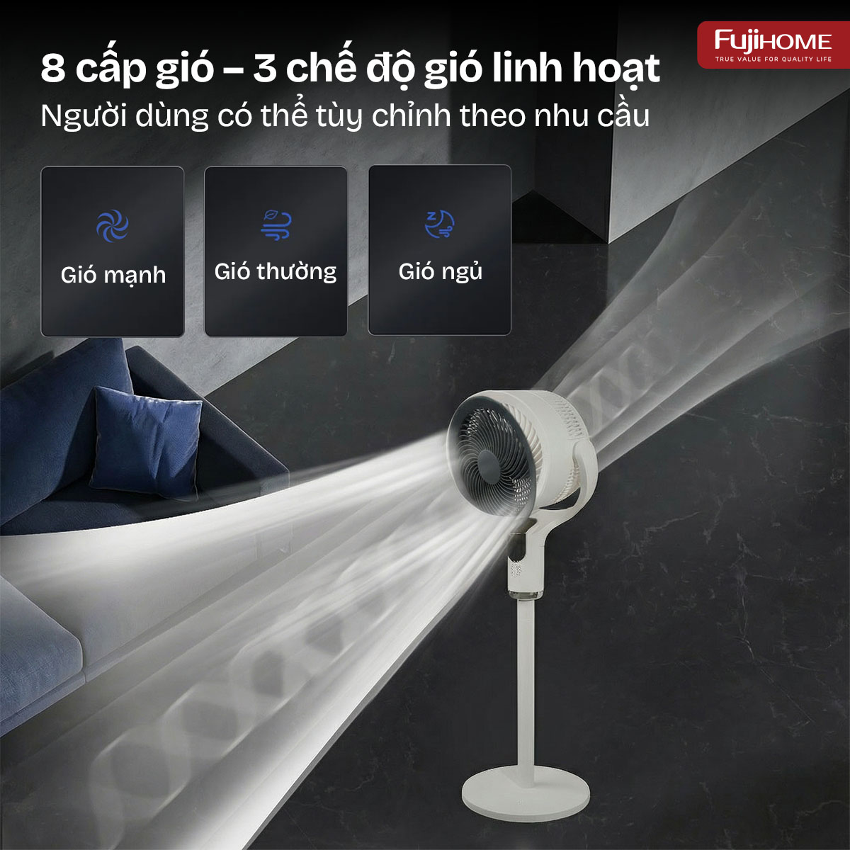 Quạt tuần hoàn không khí điều khiển bằng giọng nói Fujihome CFR04-VOICE