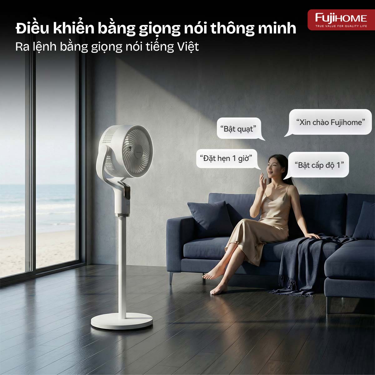 Quạt tuần hoàn không khí điều khiển bằng giọng nói Fujihome CFR04-VOICE