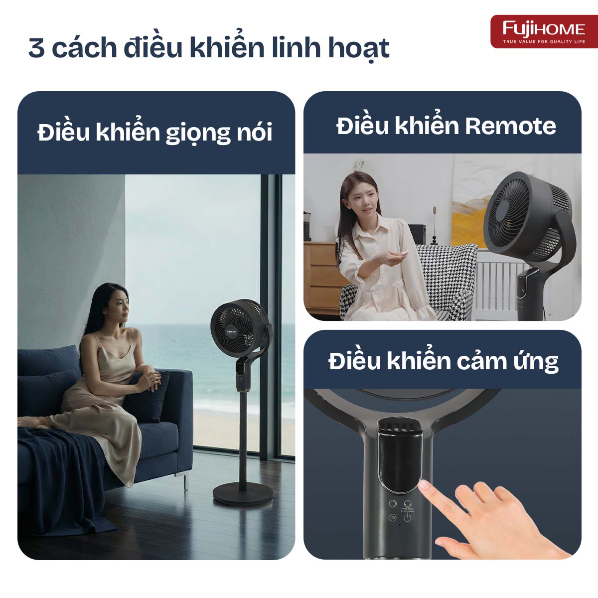 Quạt tuần hoàn không khí điều khiển bằng giọng nói Fujihome CFR04-VOICE