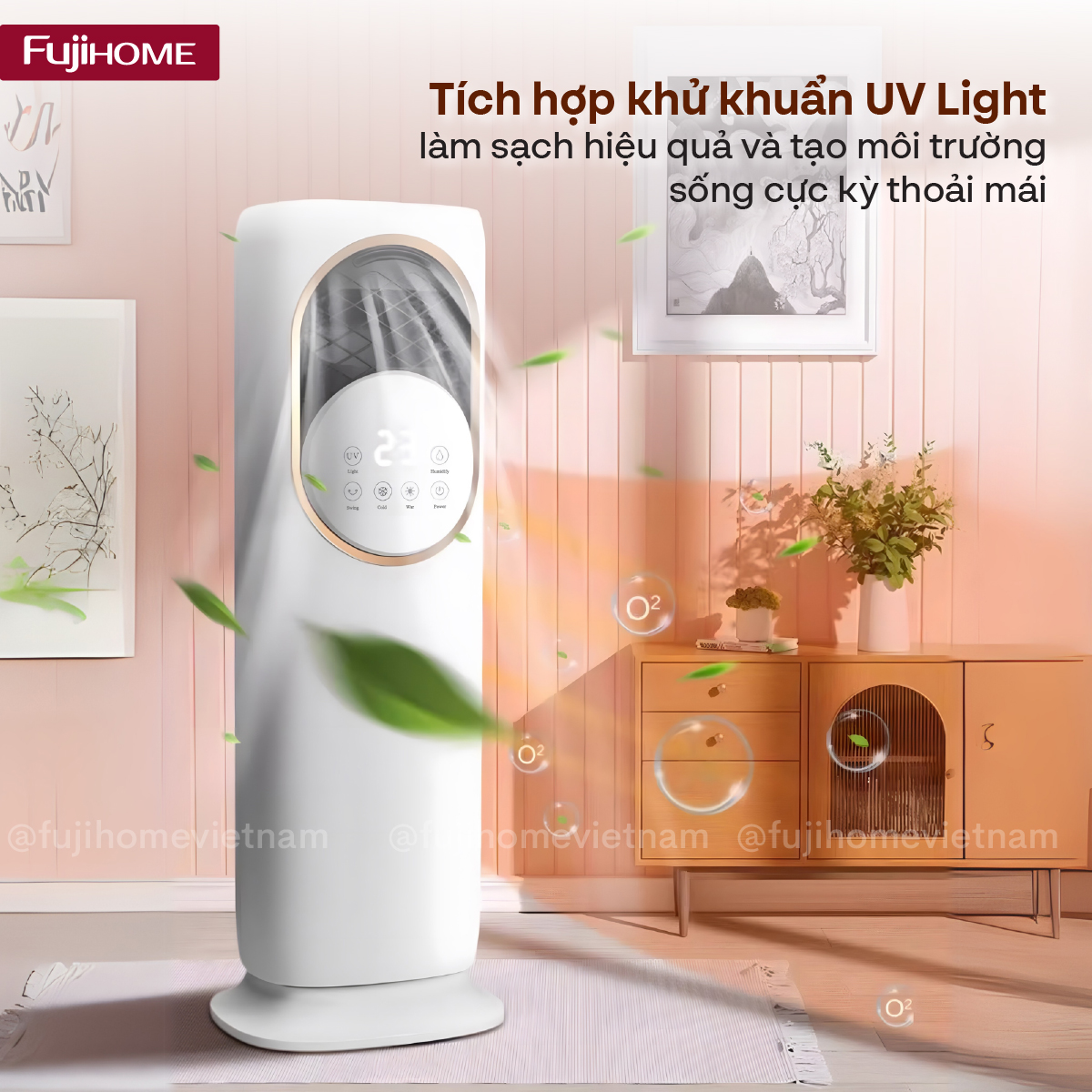 Quạt Làm Mát, Sưởi Ấm và Tạo ẩm Fujihome AC01 2 phiên bản màu trắng và vàng