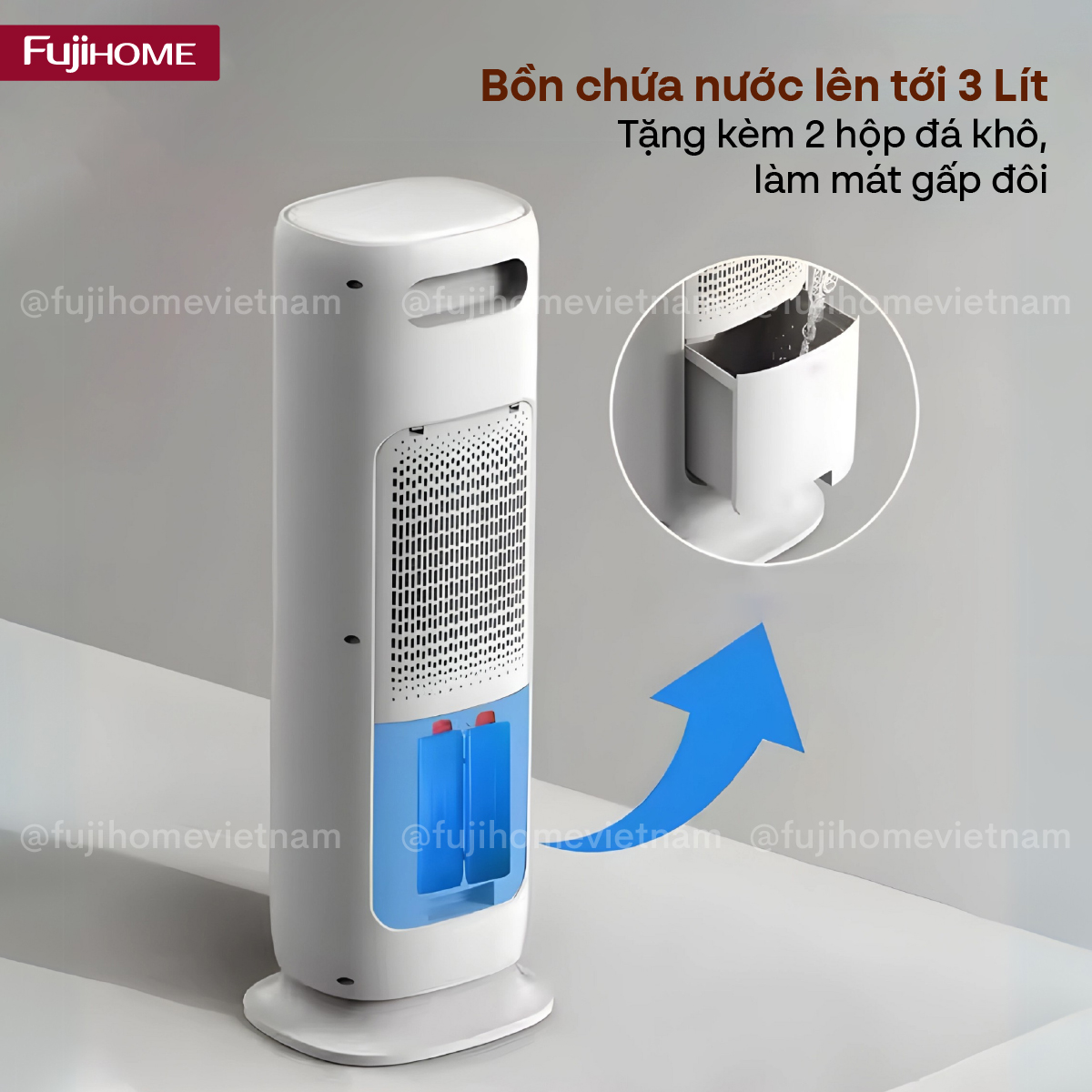 Quạt Làm Mát, Sưởi Ấm và Tạo ẩm Fujihome AC01 2 phiên bản màu trắng và vàng